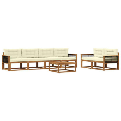 Set di divani da esterno con cuscino 7 pcs Naturale e Crema | homemem39