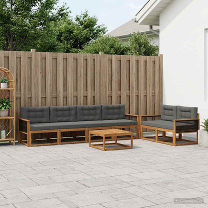 Set di divani da esterno con cuscino 7 pcs Naturale e Antracite | homemem39