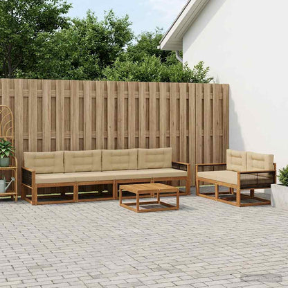 Set di divani da esterno con cuscino 7 pcs Naturale e Beige | homemem39