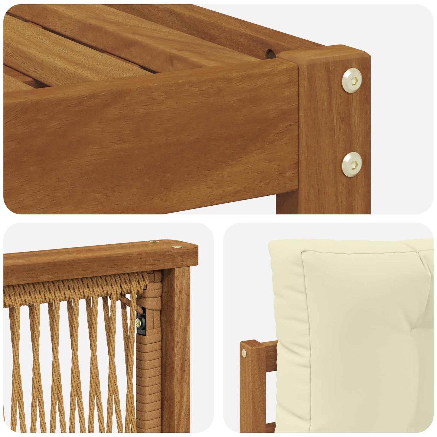Set di divani da esterno con cuscino 7 pcs Naturale e Crema | homemem39