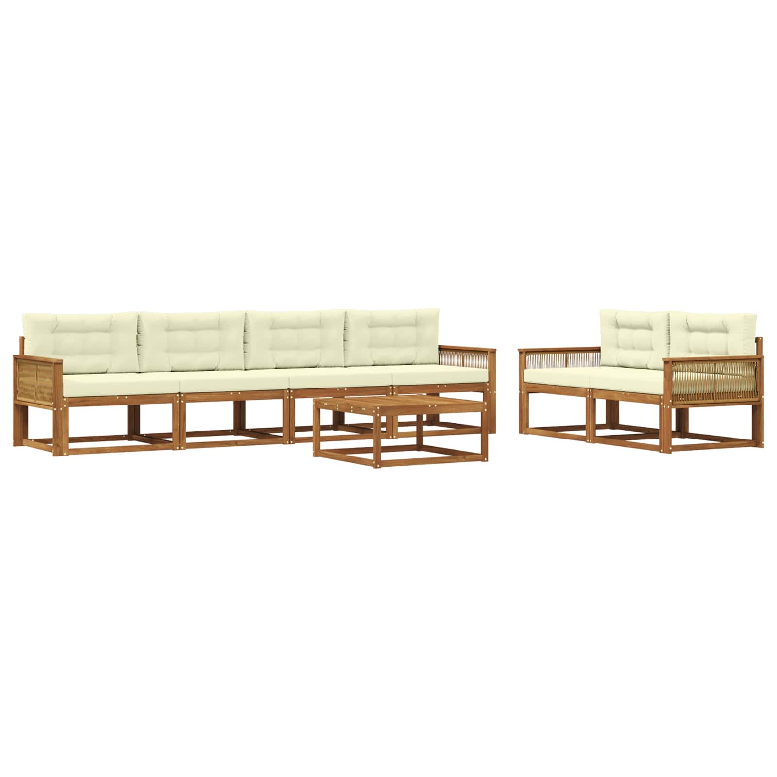 Set di divani da esterno con cuscino 7 pcs Naturale e Crema | homemem39