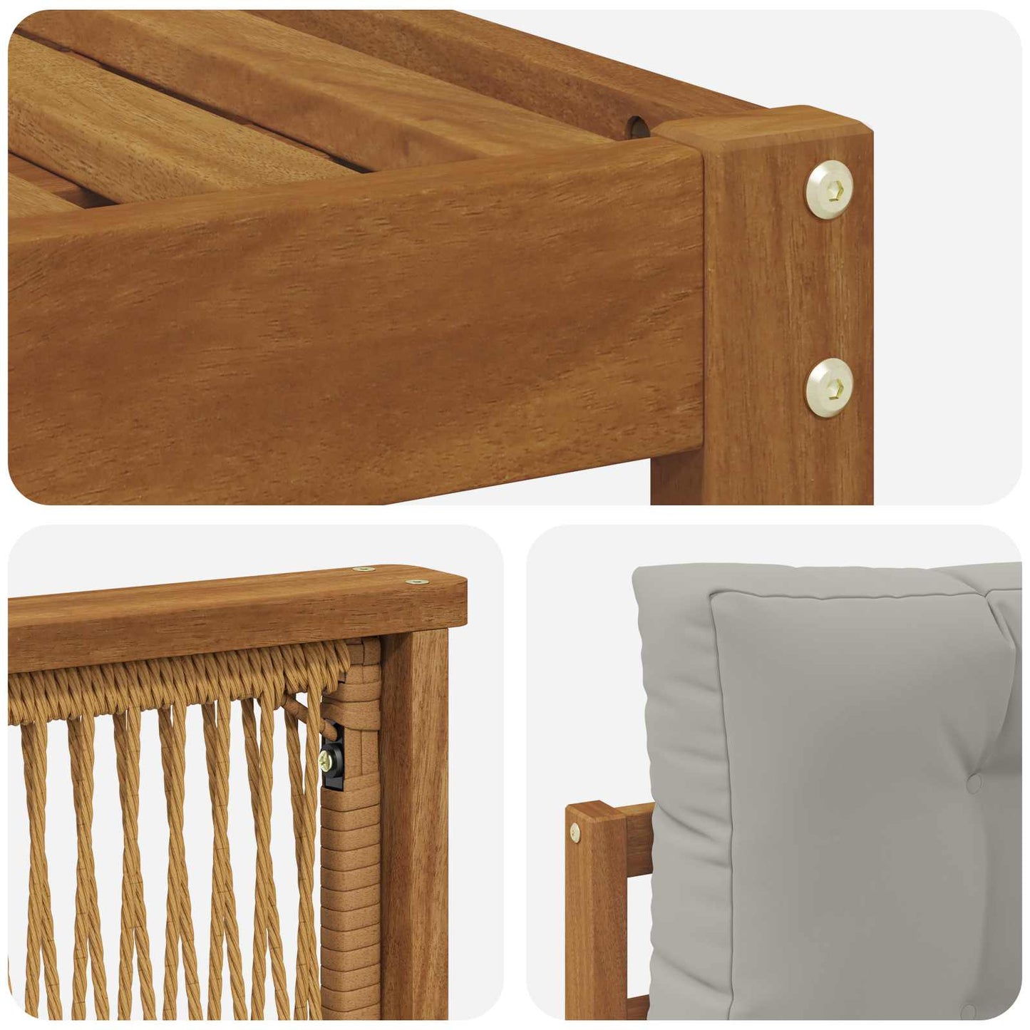 Set di divani da esterno 7 pcs Naturale e Grigio chiaro | homemem39