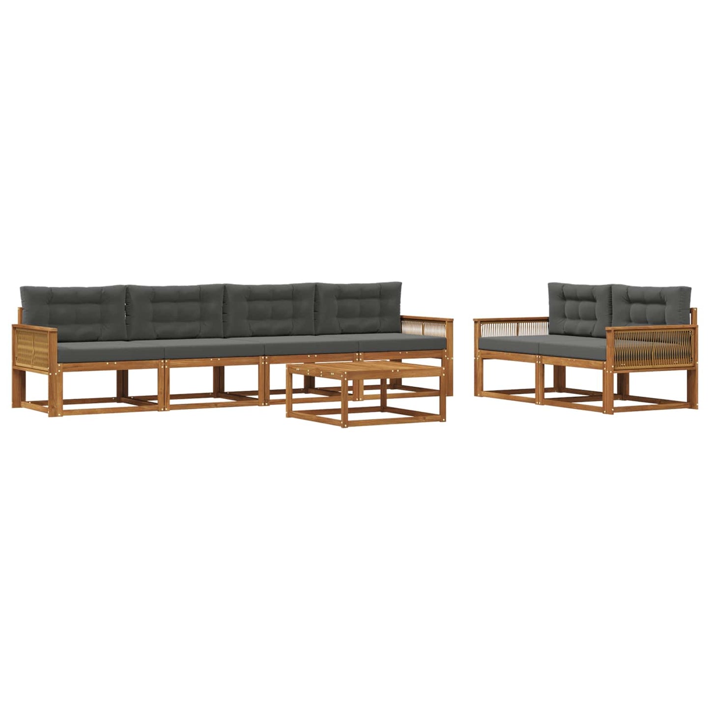 Set di divani da esterno con cuscino 7 pcs Naturale e Antracite | homemem39