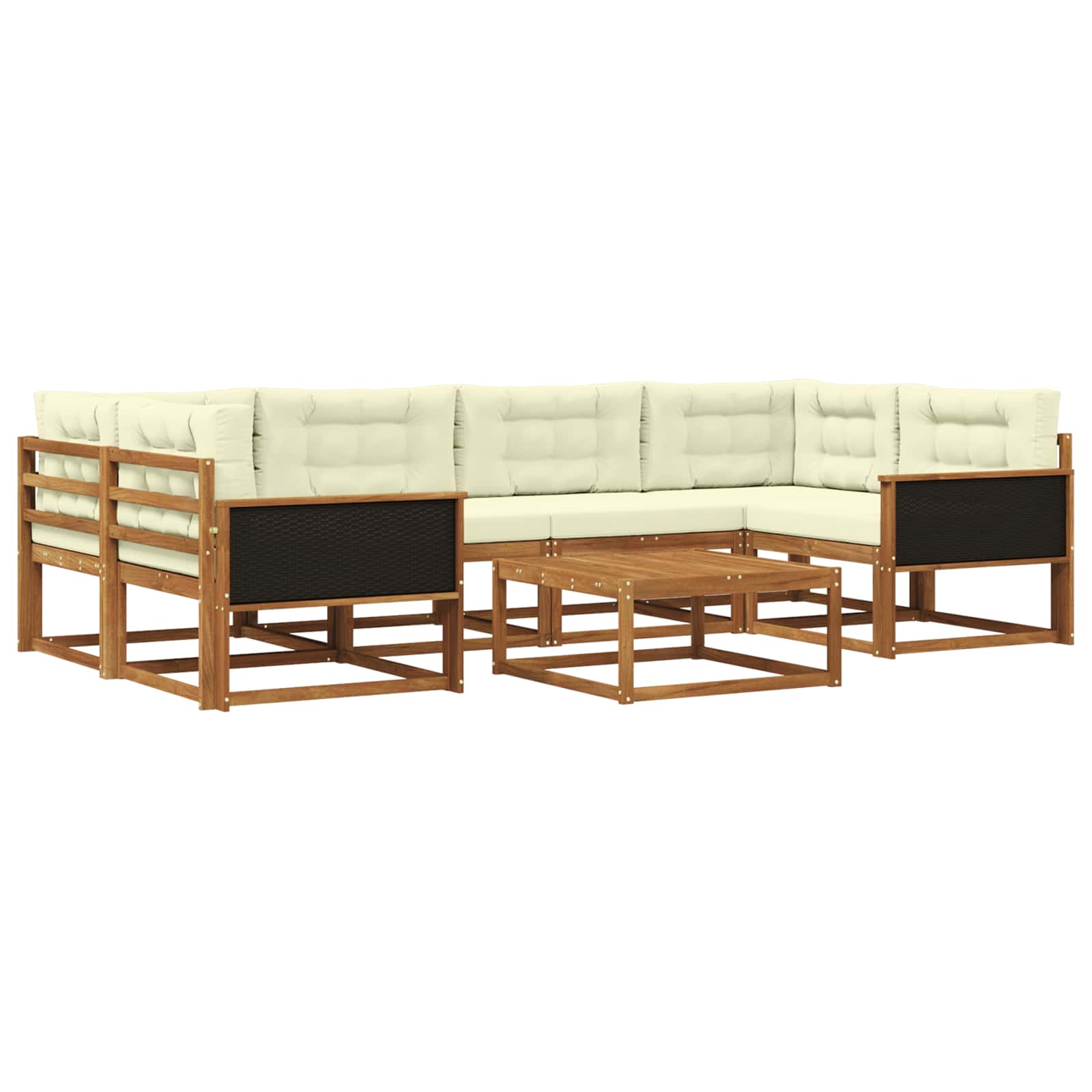 Set di divani da esterno con cuscino 7 pcs Naturale e Crema | homemem39