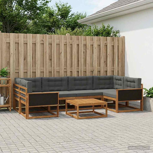 Set di divani da esterno con cuscino 7 pcs Naturale e Antracite | homemem39