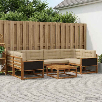 Set di divani da esterno con cuscino 7 pcs Naturale e Beige | homemem39