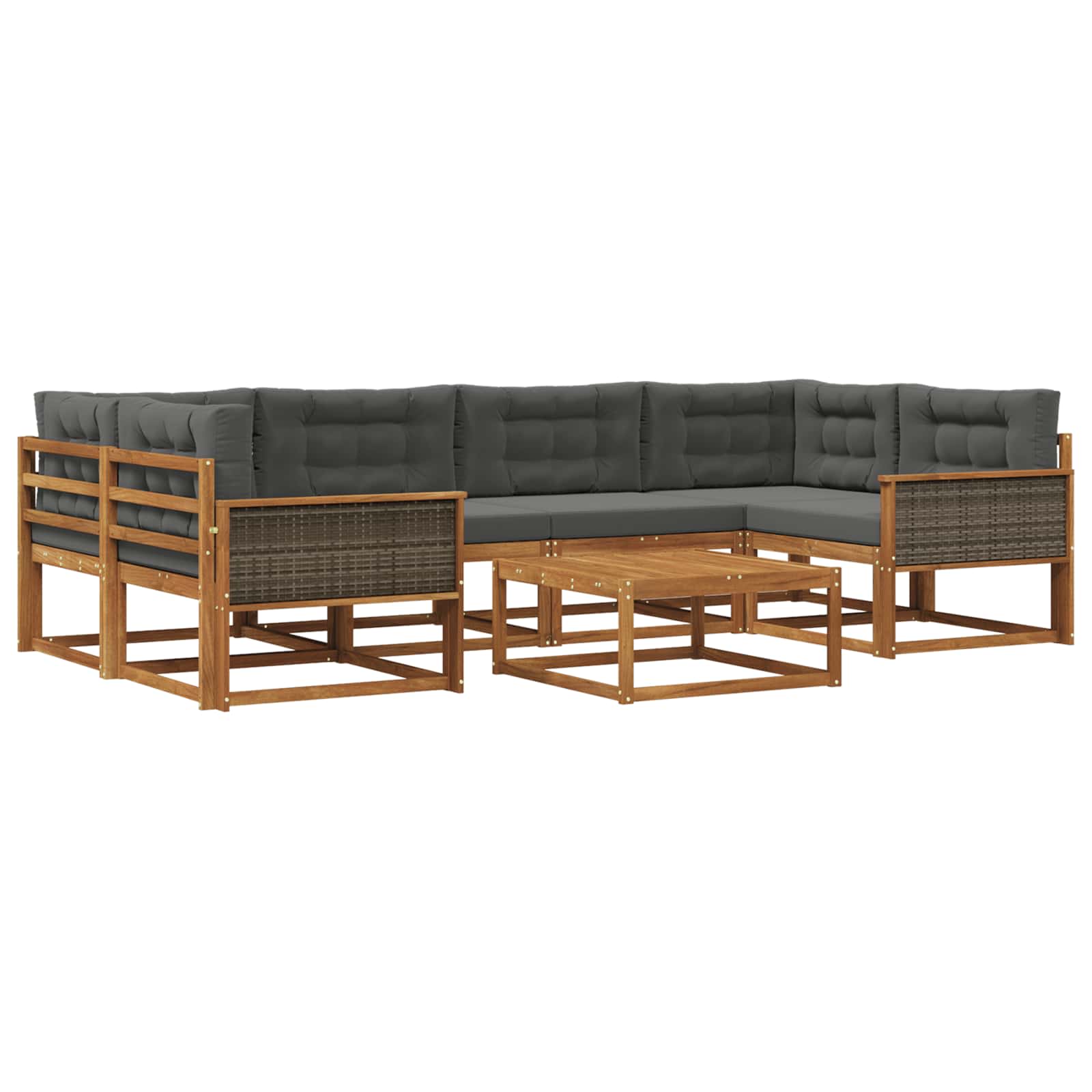 Set di divani da esterno con cuscino 7 pcs Naturale e Antracite | homemem39