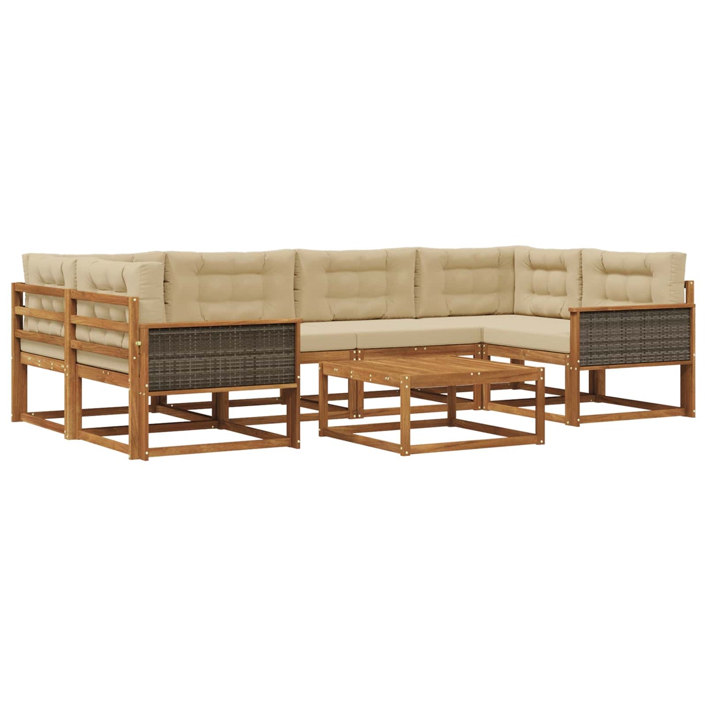 Set di divani da esterno con cuscino 7 pcs Naturale e Beige | homemem39