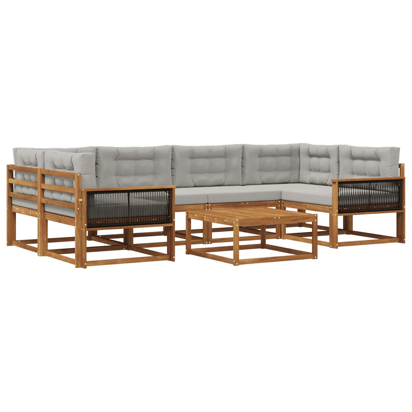 Set di divani da esterno 7 pcs Naturale e Grigio chiaro