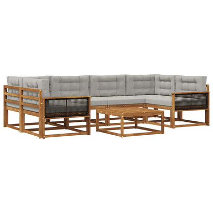 Set di divani da esterno 7 pcs Naturale e Grigio chiaro