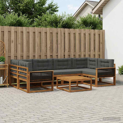 Set di divani da esterno con cuscino 7 pcs Naturale e Antracite | homemem39