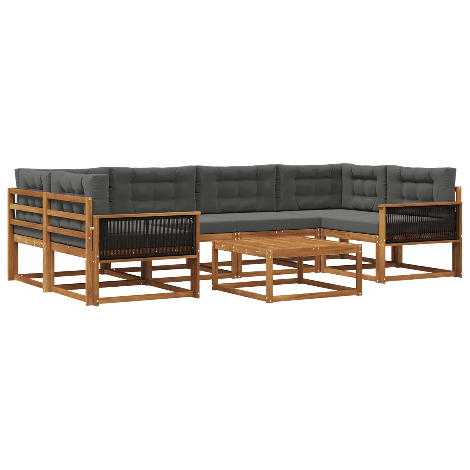 Set di divani da esterno con cuscino 7 pcs Naturale e Antracite | homemem39