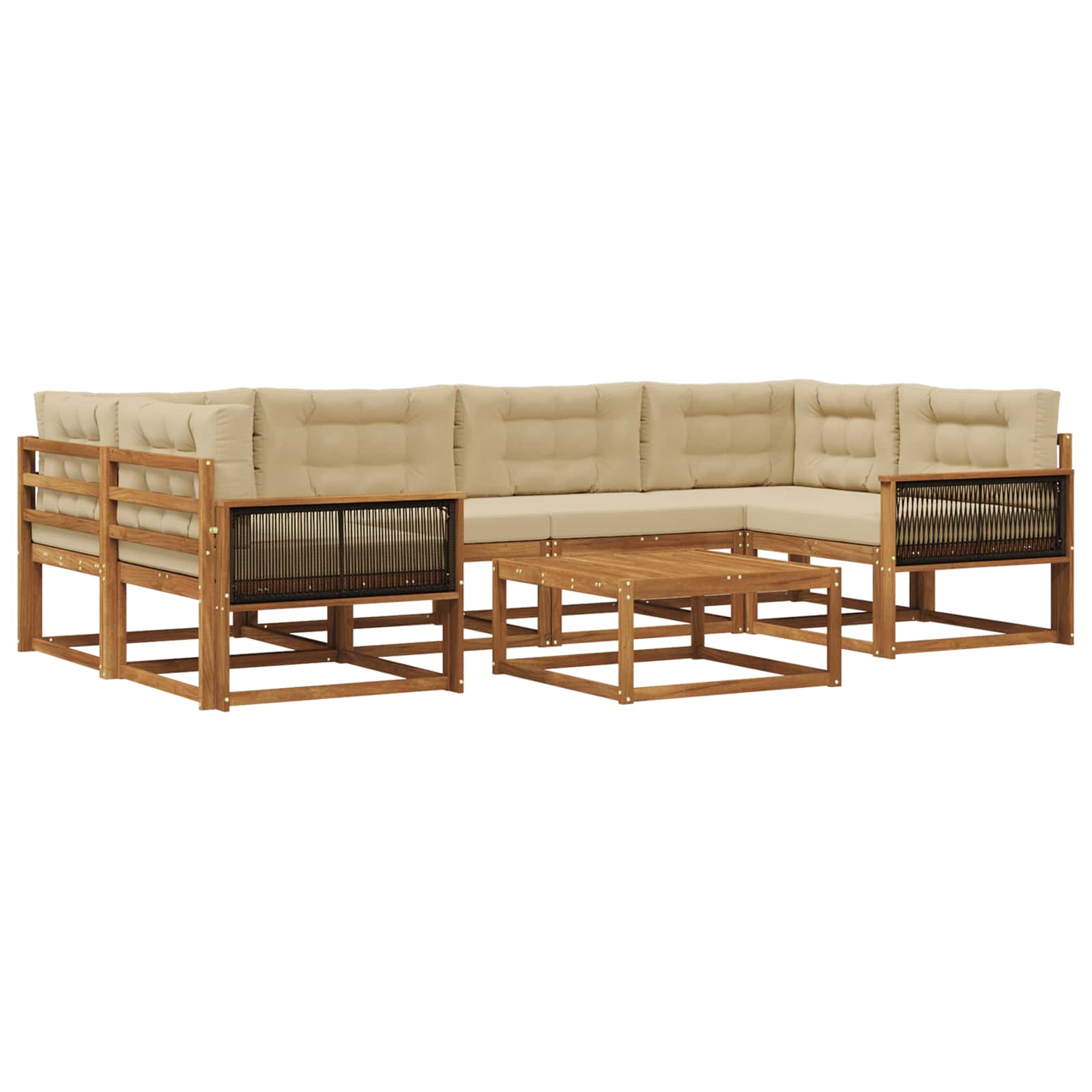 Set di divani da esterno con cuscino 7 pcs Naturale e Beige | homemem39