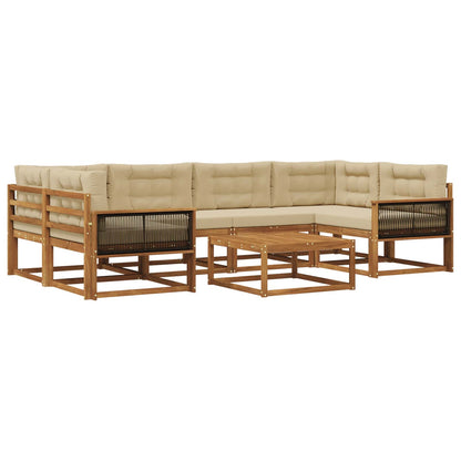 Set di divani da esterno con cuscino 7 pcs Naturale e Beige | homemem39
