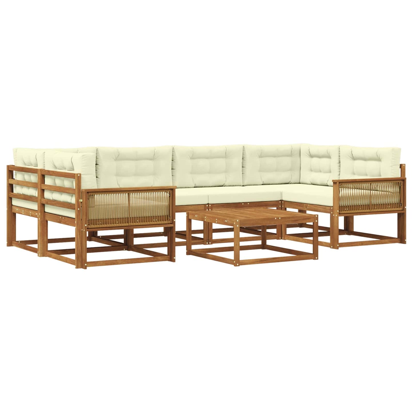 Set di divani da esterno con cuscino 7 pcs Naturale e Crema