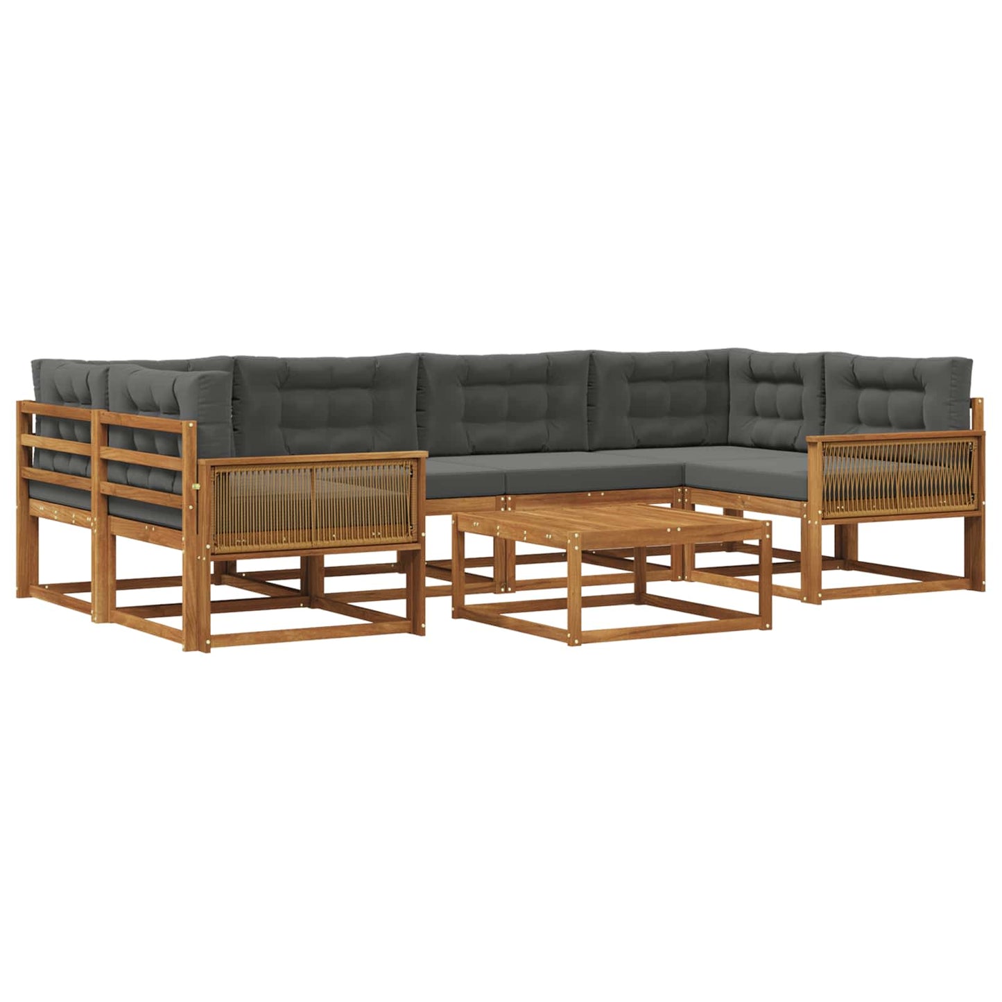 Set di divani da esterno con cuscino 7 pcs Naturale e Antracite | homemem39