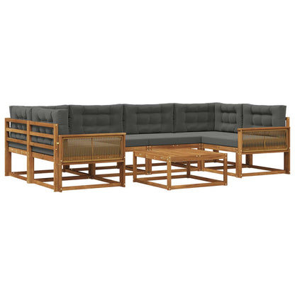 Set di divani da esterno con cuscino 7 pcs Naturale e Antracite | homemem39