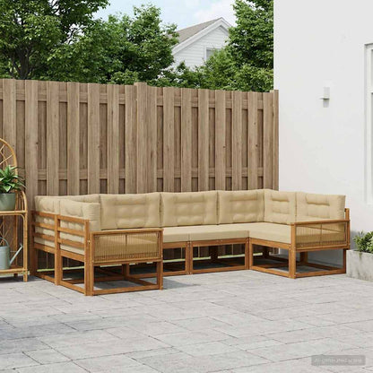 Set di divani da esterno con cuscino 7 pcs Naturale e Beige