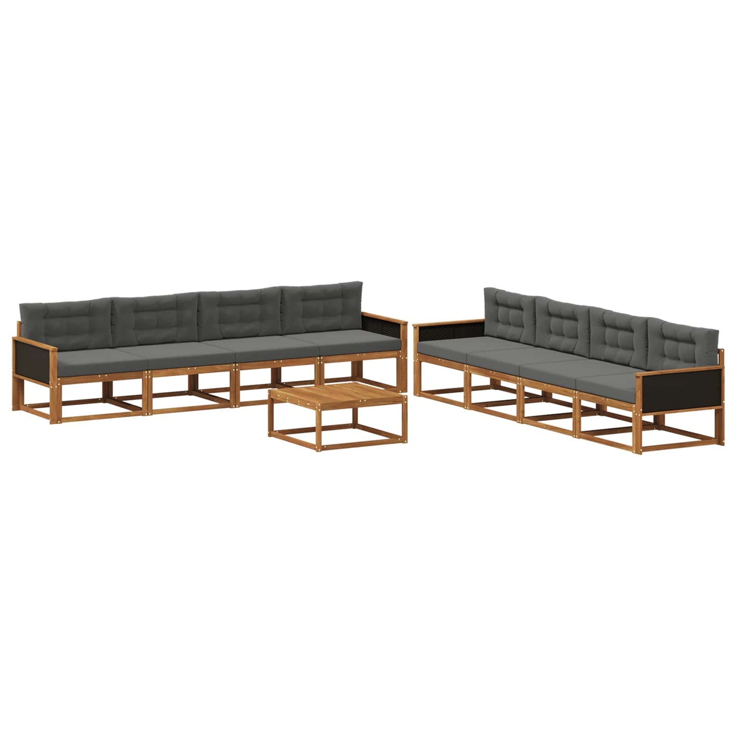 Set di divani da esterno con cuscino 9 pcs Naturale e Antracite | homemem39
