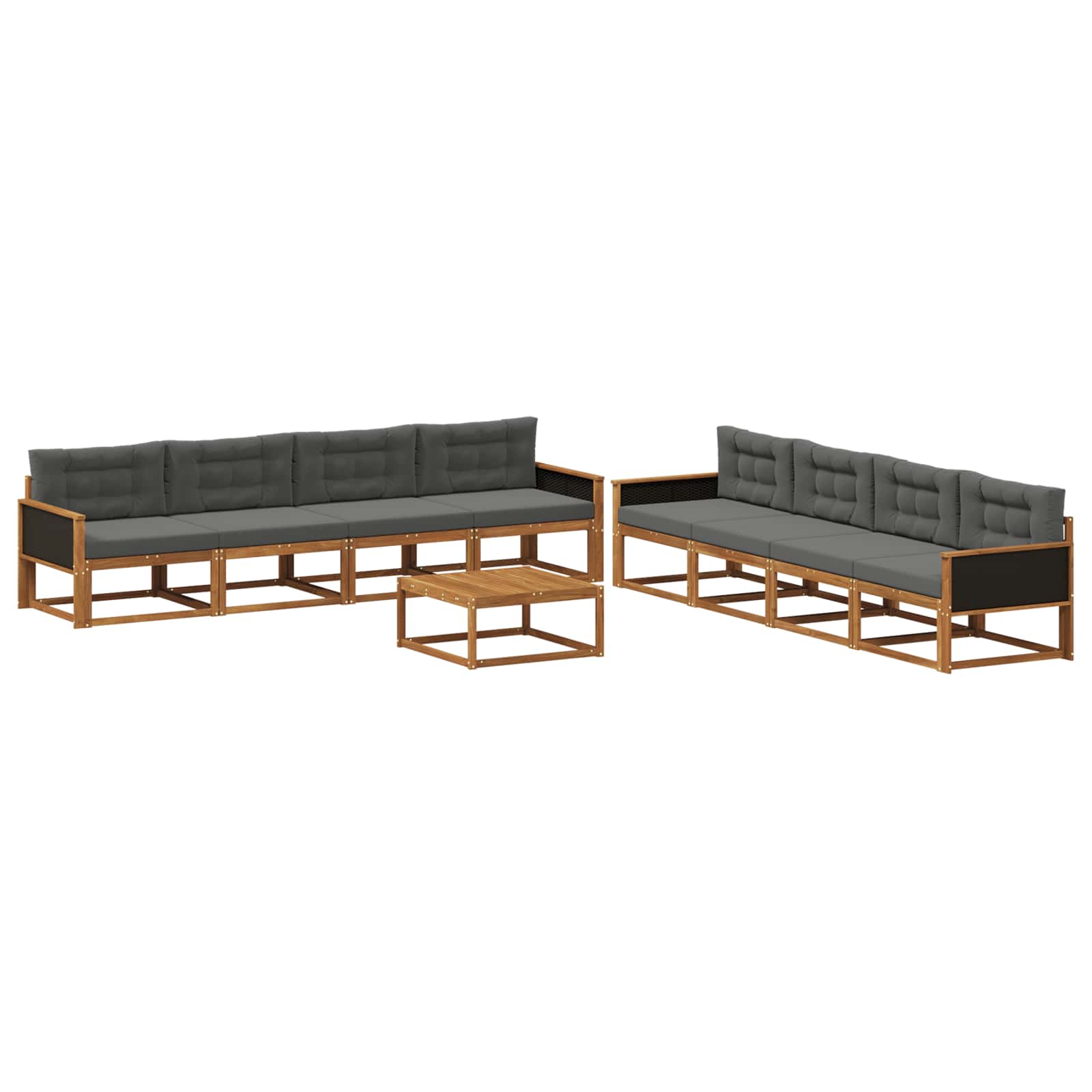 Set di divani da esterno con cuscino 9 pcs Naturale e Antracite | homemem39