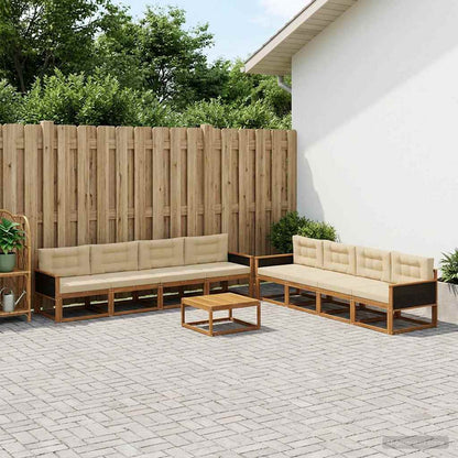 Set di divani da esterno con cuscino 9 pcs Naturale e Beige | homemem39