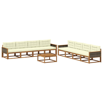 Set di divani da esterno con cuscino 9 pcs Naturale e Crema | homemem39