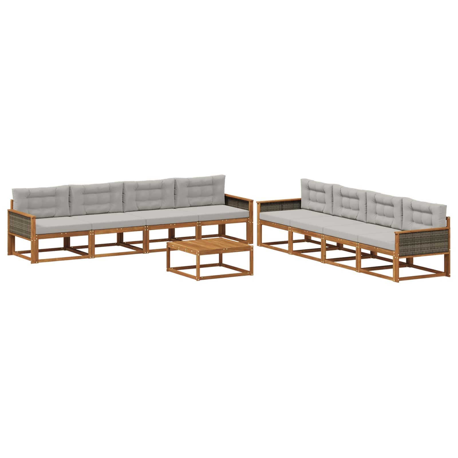 Set di divani da esterno 9 pcs Naturale e Grigio chiaro | homemem39