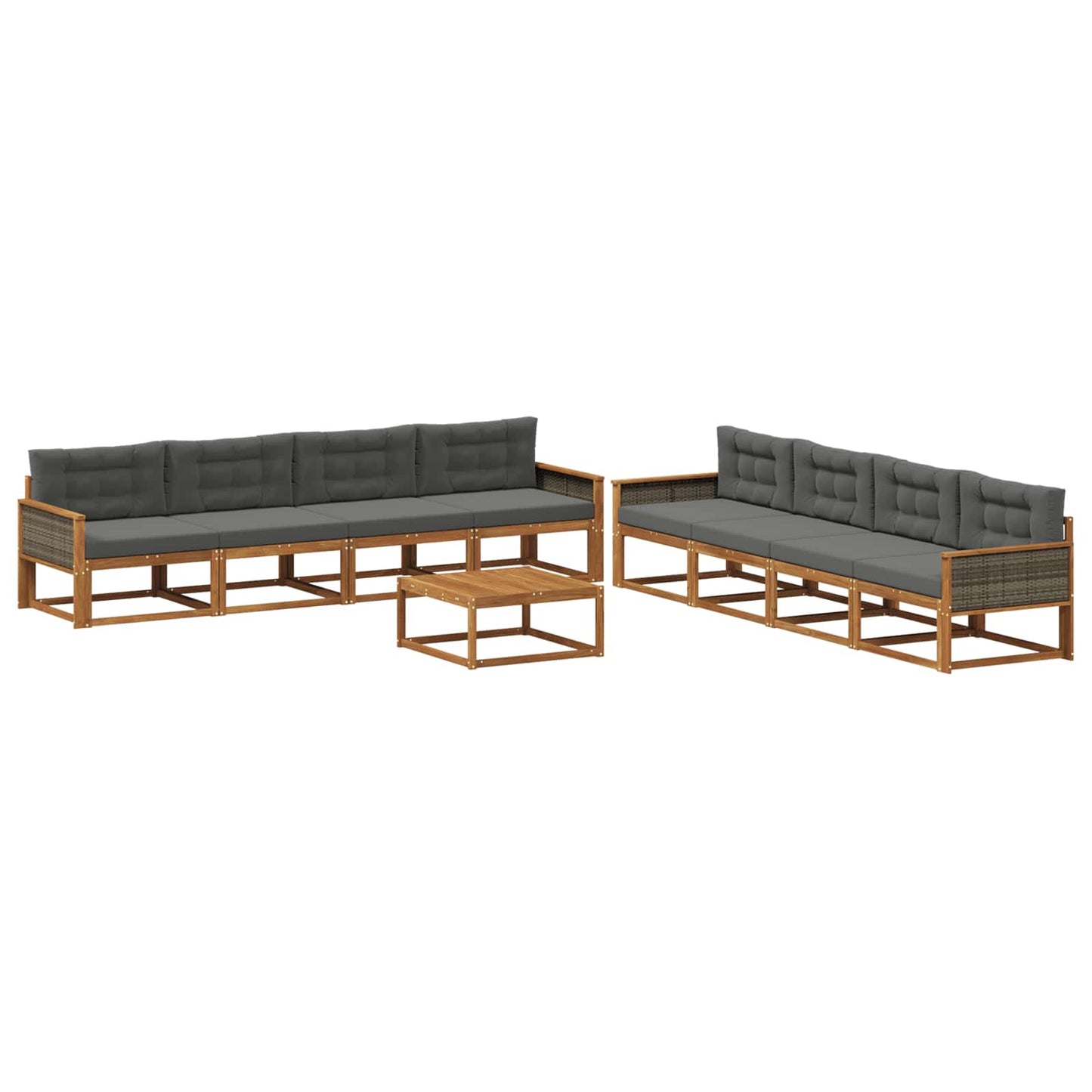 Set di divani da esterno con cuscino 9 pcs Naturale e Antracite | homemem39