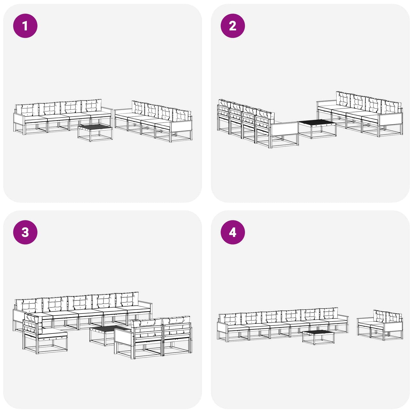 Set di divani da esterno con cuscino 9 pcs Naturale e Beige | homemem39