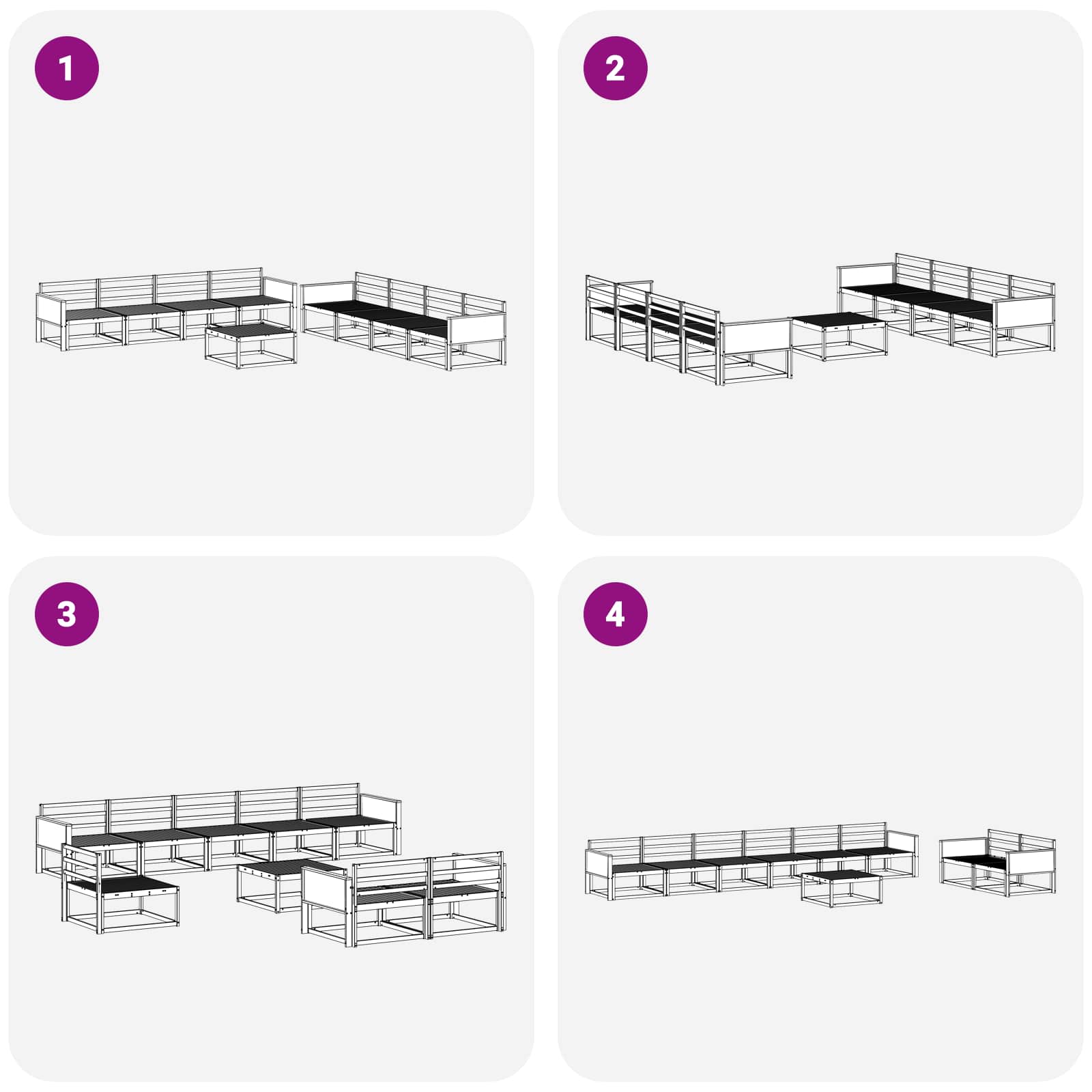 Set di divani da esterno 9 pcs Naturale | homemem39
