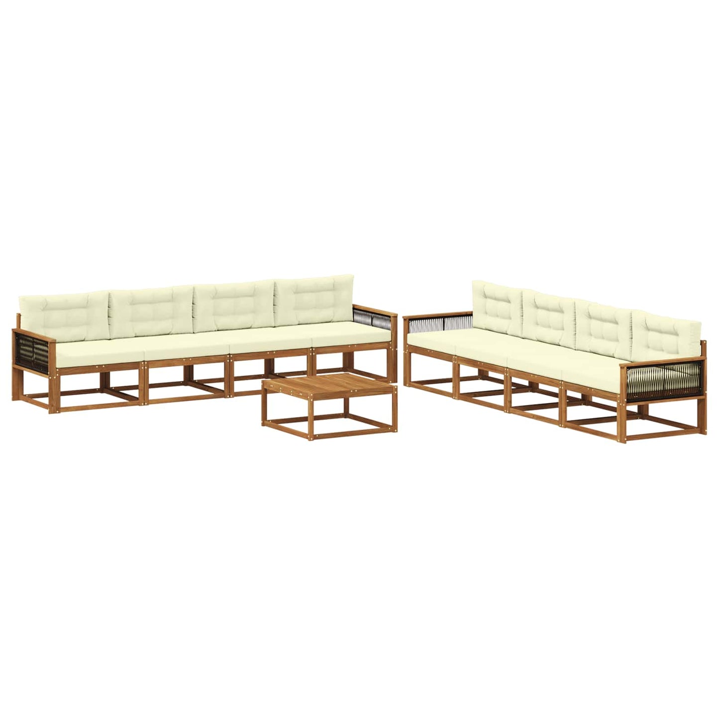 Set di divani da esterno con cuscino 9 pcs Naturale e Crema | homemem39