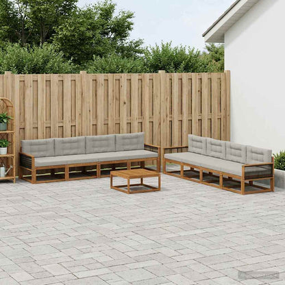 Set di divani da esterno 9 pcs Naturale e Grigio chiaro | homemem39