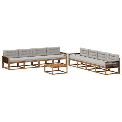 Set di divani da esterno 9 pcs Naturale e Grigio chiaro | homemem39