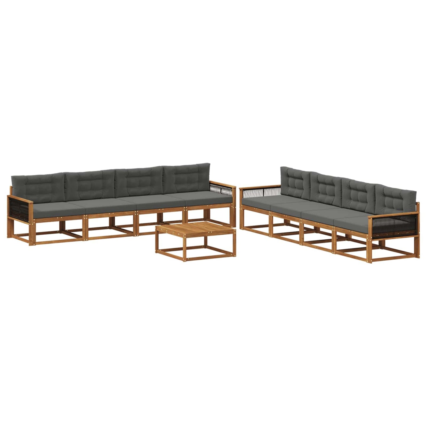 Set di divani da esterno con cuscino 9 pcs Naturale e Antracite | homemem39
