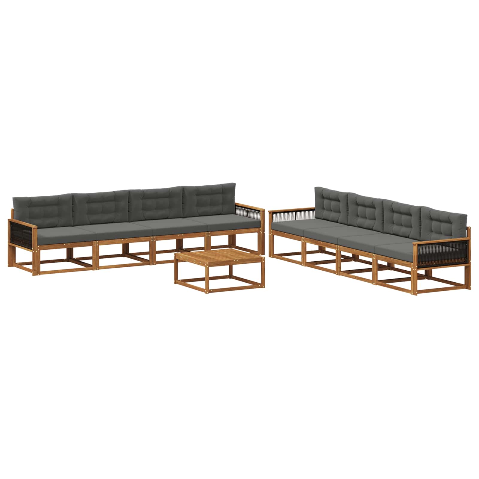 Set di divani da esterno con cuscino 9 pcs Naturale e Antracite | homemem39