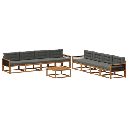 Set di divani da esterno con cuscino 9 pcs Naturale e Antracite | homemem39