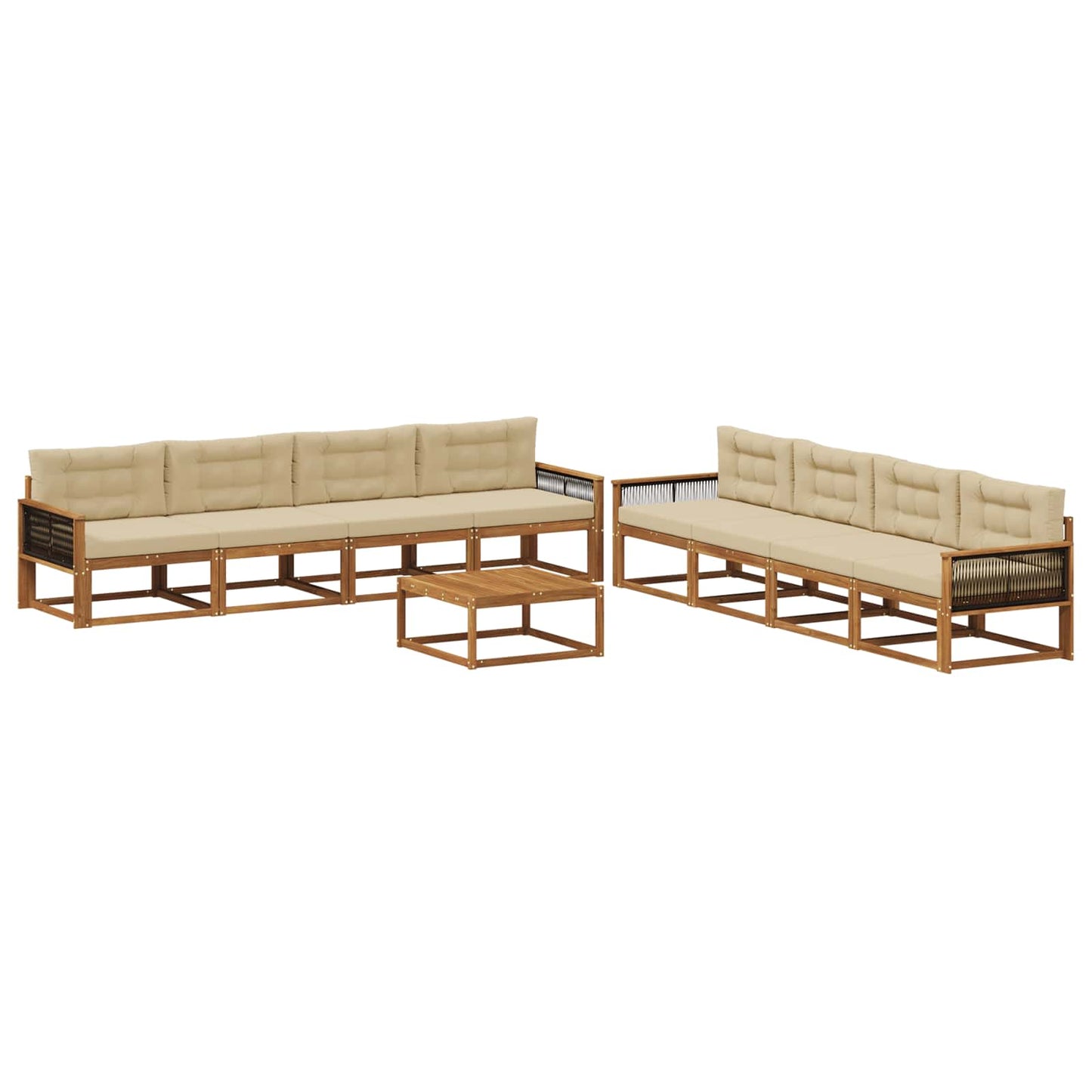 Set di divani da esterno con cuscino 9 pcs Naturale e Beige | homemem39