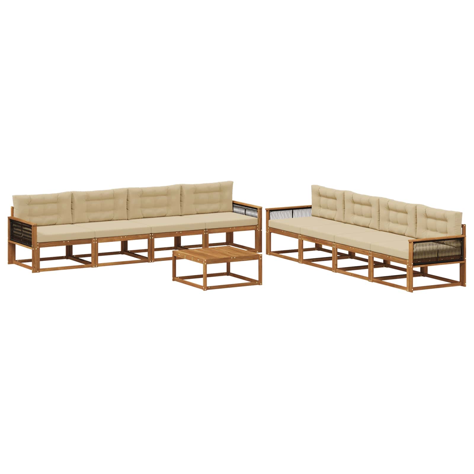 Set di divani da esterno con cuscino 9 pcs Naturale e Beige | homemem39