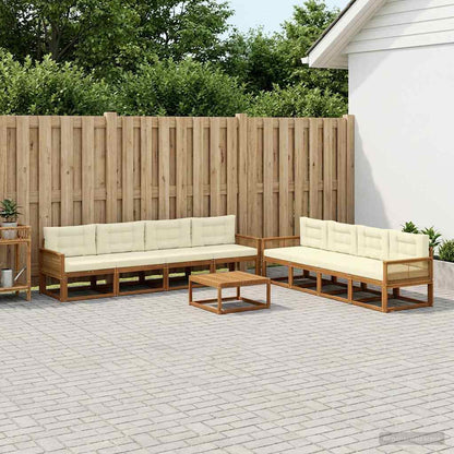 Set di divani da esterno con cuscino 9 pcs Naturale e Crema | homemem39