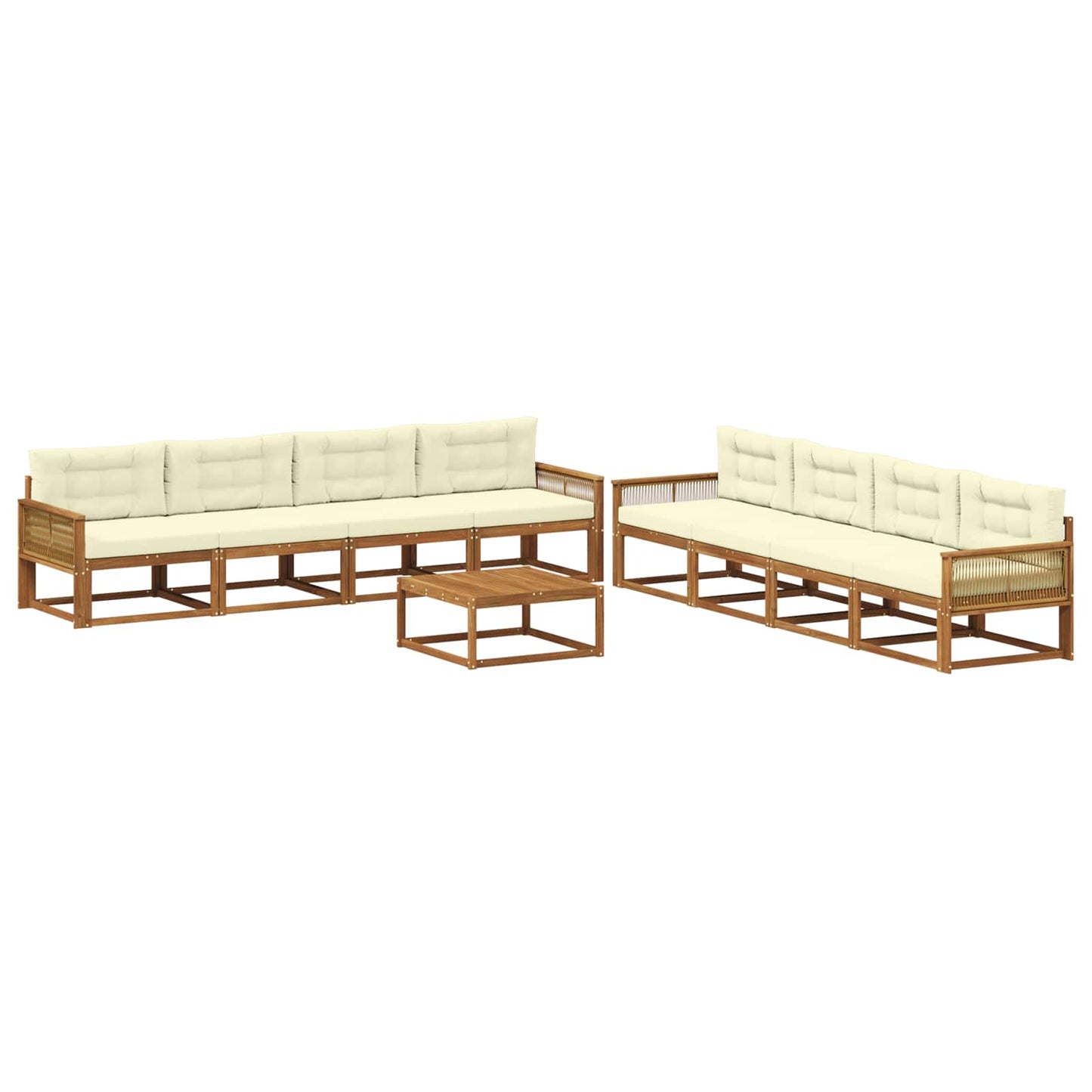 Set di divani da esterno con cuscino 9 pcs Naturale e Crema | homemem39