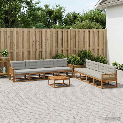 Set di divani da esterno 9 pcs Naturale e Grigio chiaro | homemem39
