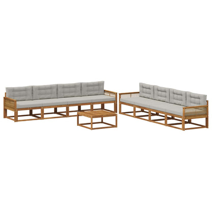 Set di divani da esterno 9 pcs Naturale e Grigio chiaro | homemem39