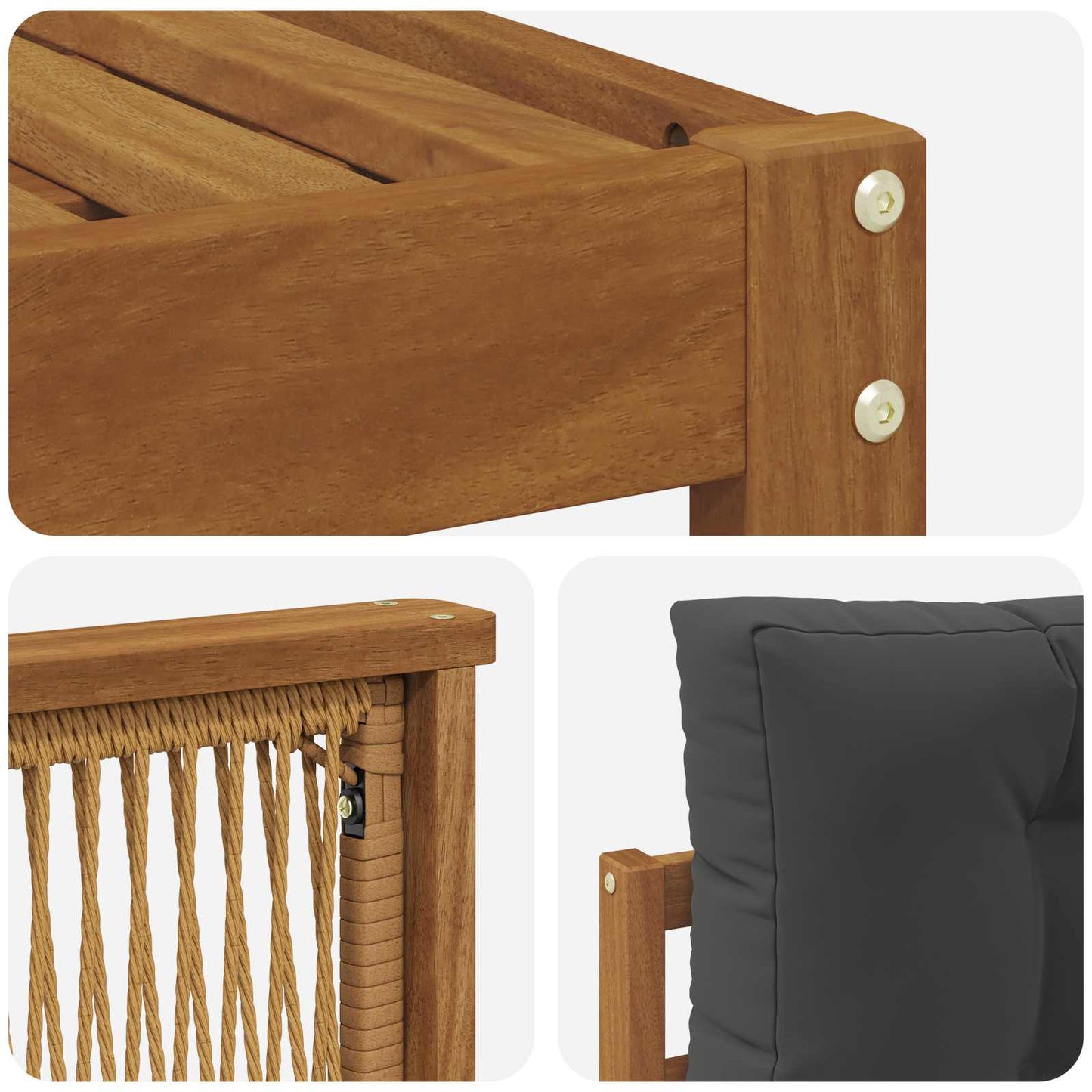 Set di divani da esterno con cuscino 9 pcs Naturale e Antracite | homemem39