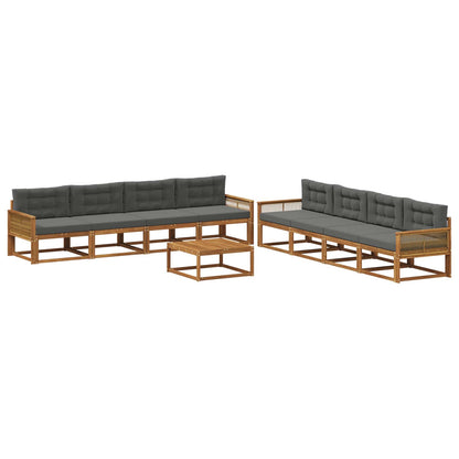 Set di divani da esterno con cuscino 9 pcs Naturale e Antracite | homemem39