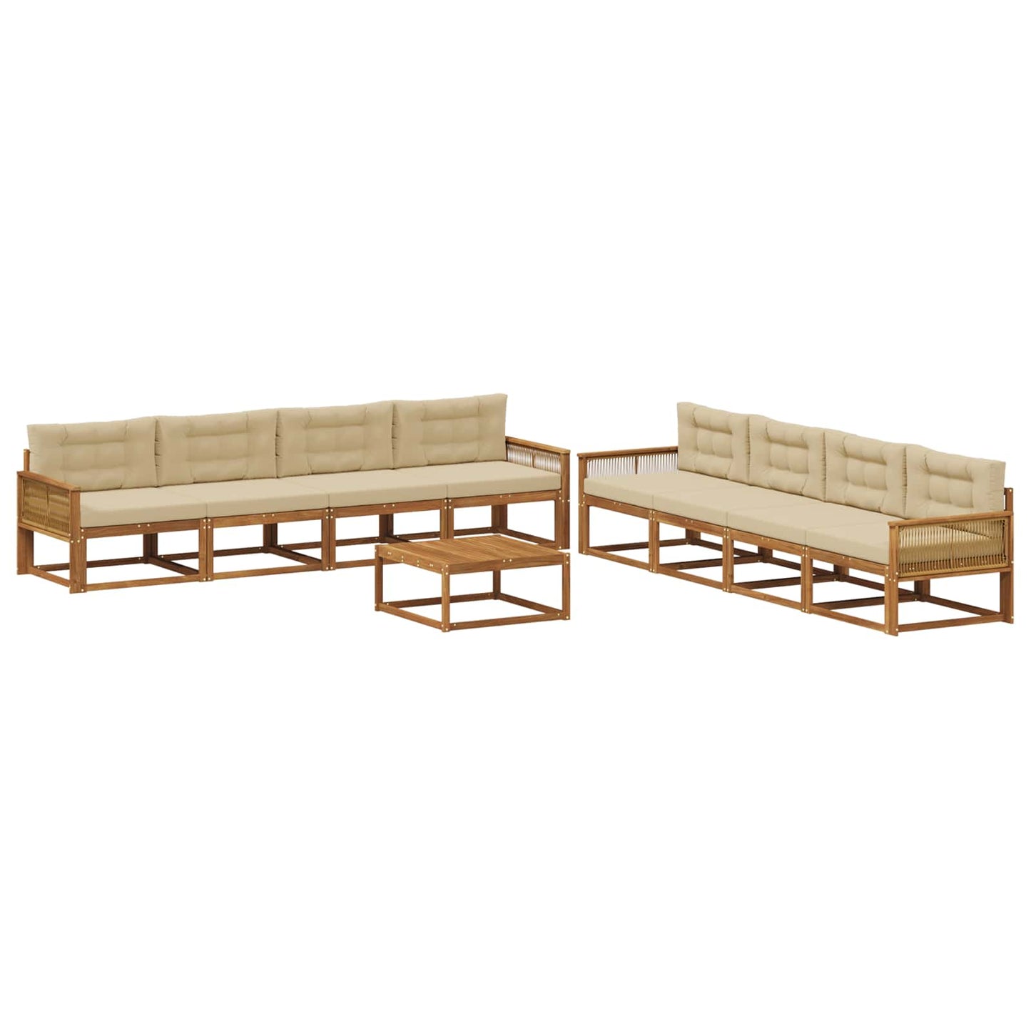 Set di divani da esterno con cuscino 9 pcs Naturale e Beige | homemem39
