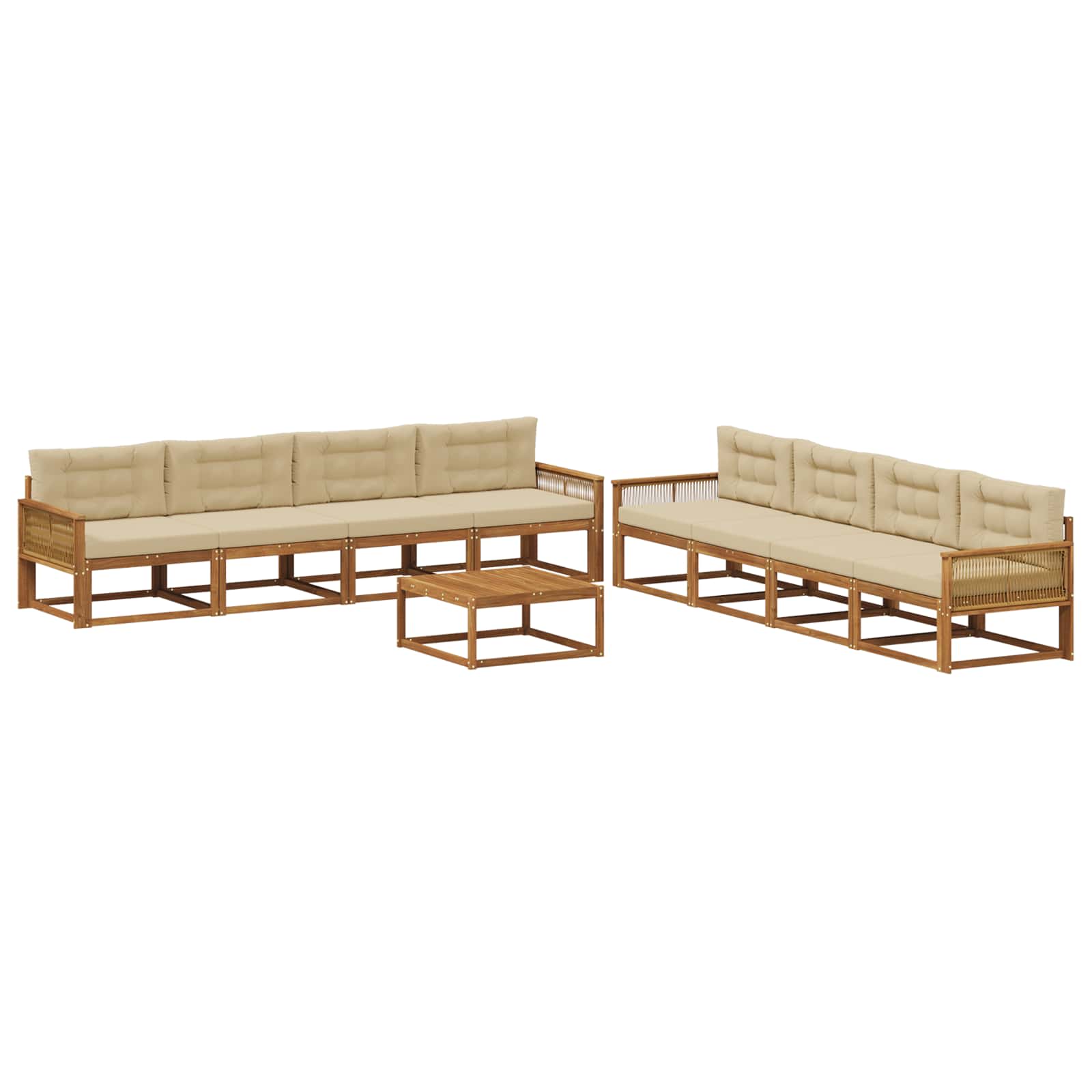 Set di divani da esterno con cuscino 9 pcs Naturale e Beige | homemem39