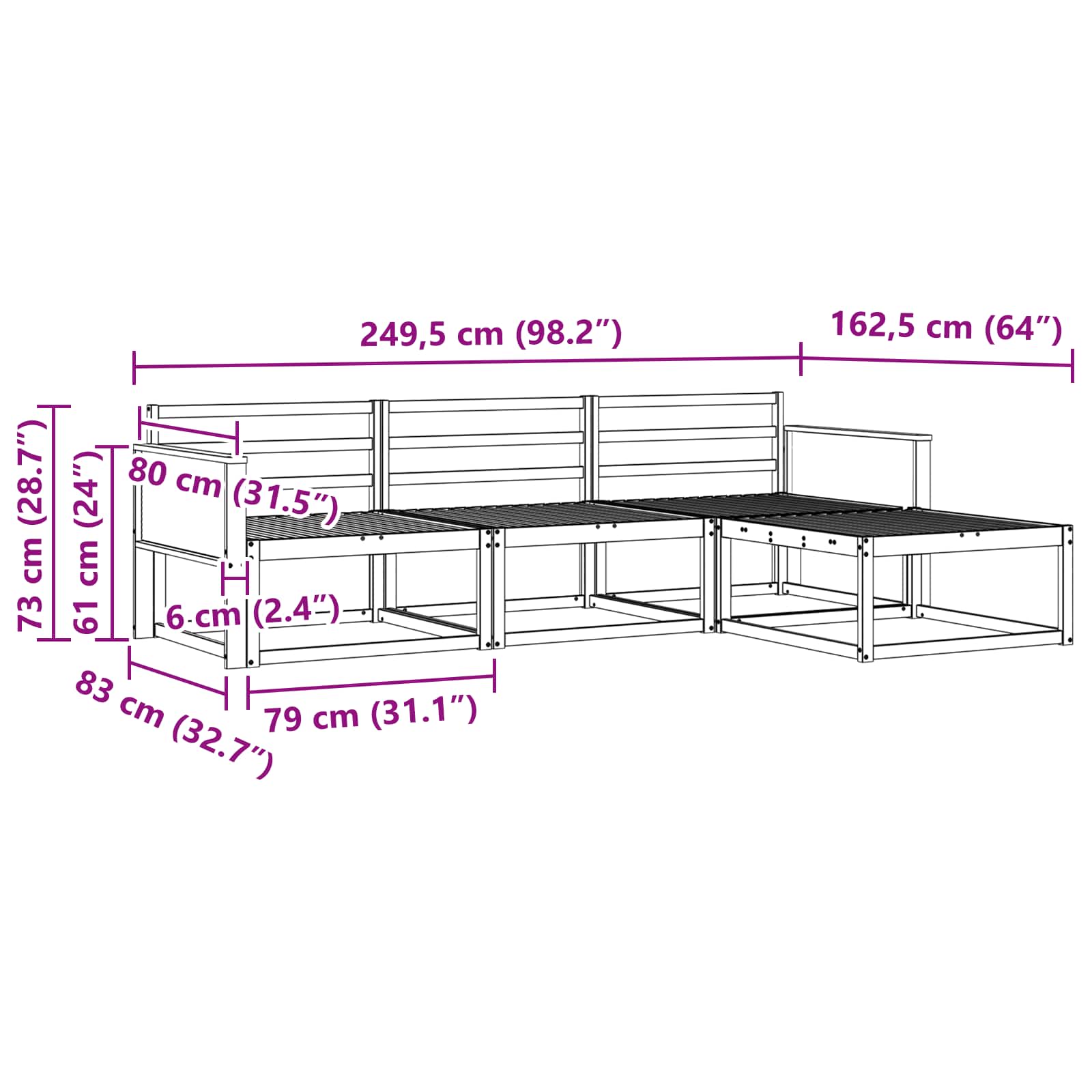 Set di divani da esterno 4 pcs Naturale | homemem39