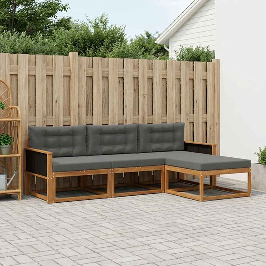 Set di divani da esterno con cuscino 4 pcs Naturale e Antracite | homemem39