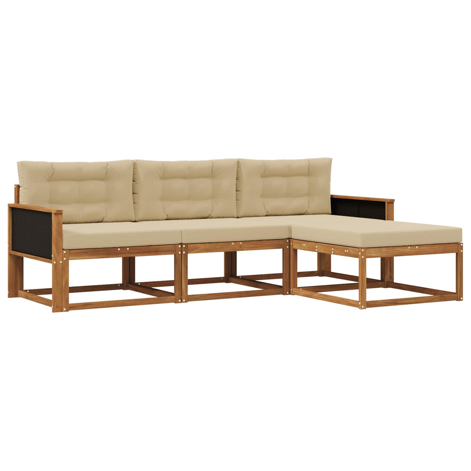 Set di divani da esterno con cuscino 4 pcs Naturale e Beige | homemem39