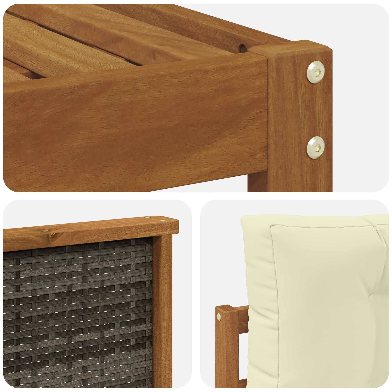 Set di divani da esterno con cuscino 4 pcs Naturale e Crema | homemem39